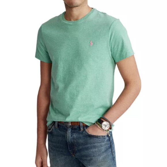 Polo Ralph Lauren Boy Heathered Mint Green Crew Short Sleeve Pony Logo Tee Large - Picture 6 of 6